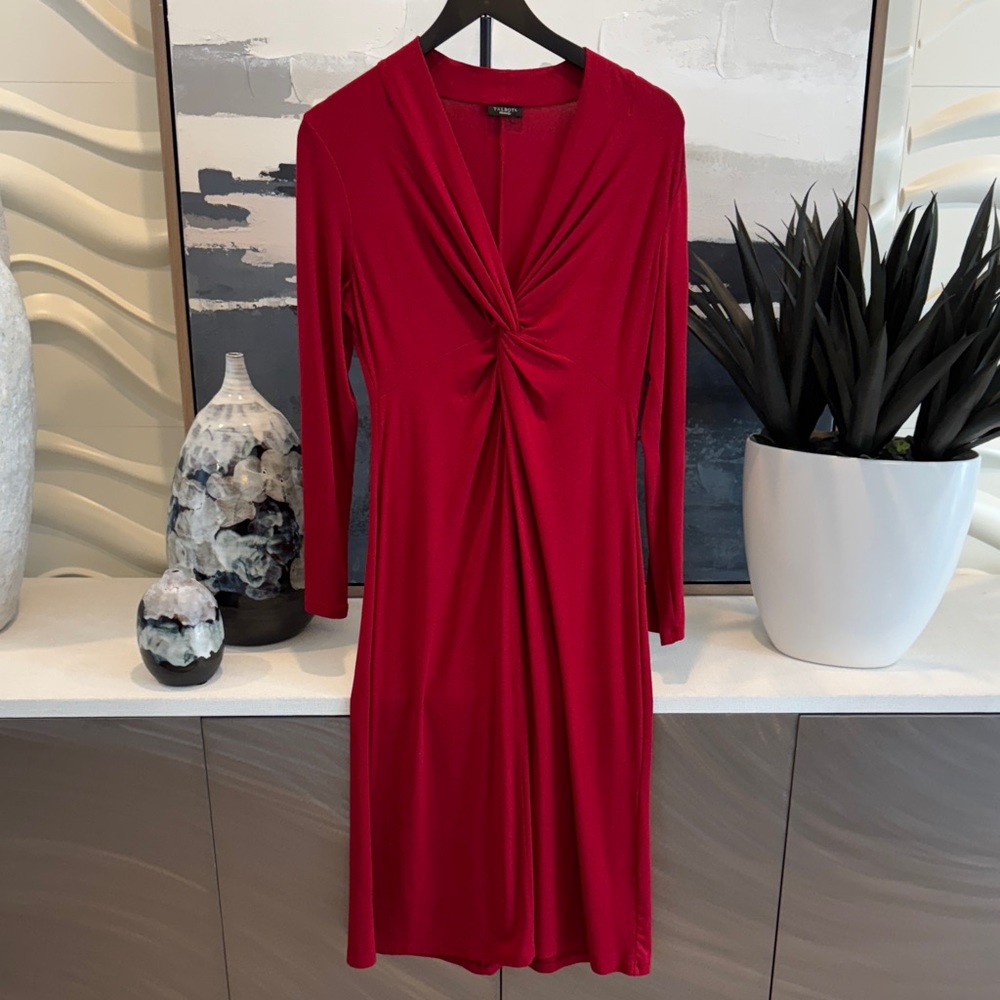 Talbots Elegant Red Twist Front Dress